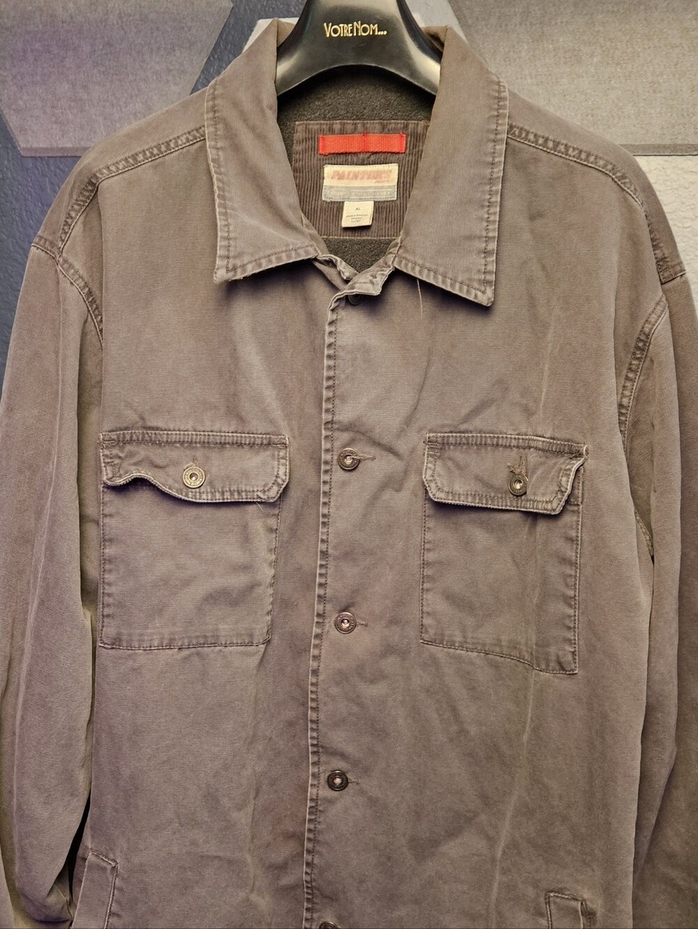 Men's Gray Utility Jacket - Button Front Workwear